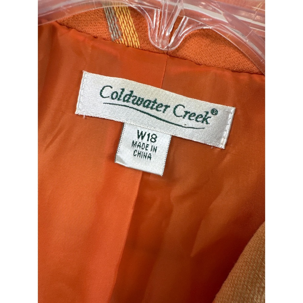 Coldwater Creek Blazer Womens W18 Orange Southwestern Geometric Cotton Jacket - Picture 2 of 11